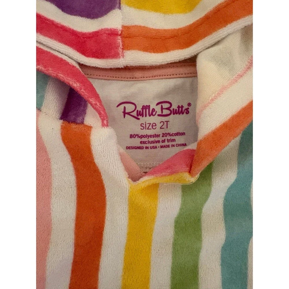 RuffleButts Swim Cover Up, Rainbow Stripe, 2T